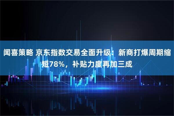 闻喜策略 京东指数交易全面升级：新商打爆周期缩短78%，补贴力度再加三成